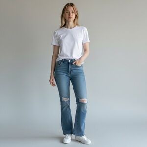 Love Cult Distressed Flare Jeans Light Wash Boho Y2K Size 12